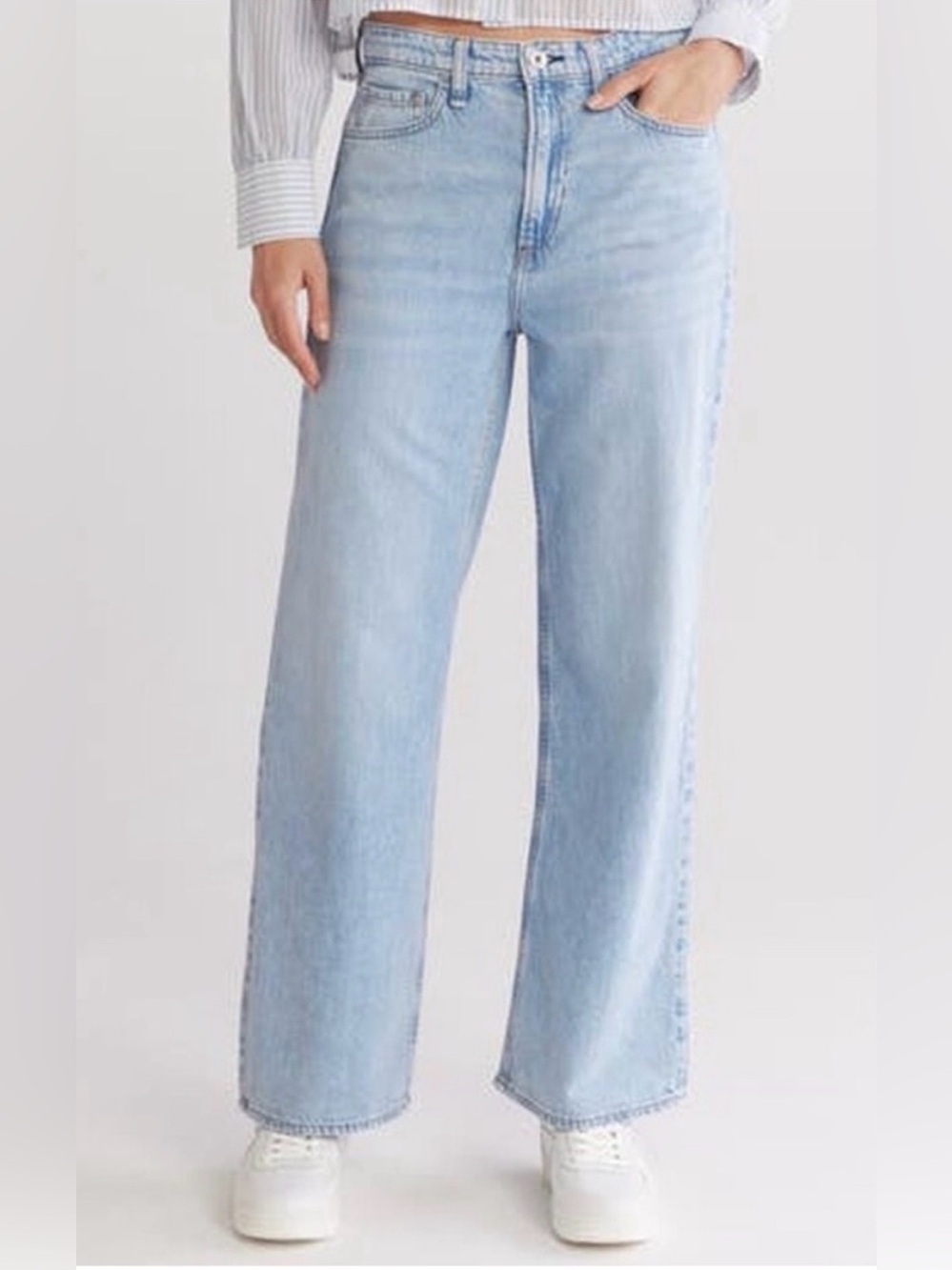 rag & bone New York 'Lori' Mid-Rise Wide Leg Jeans in Light Acid Wash. Size 27